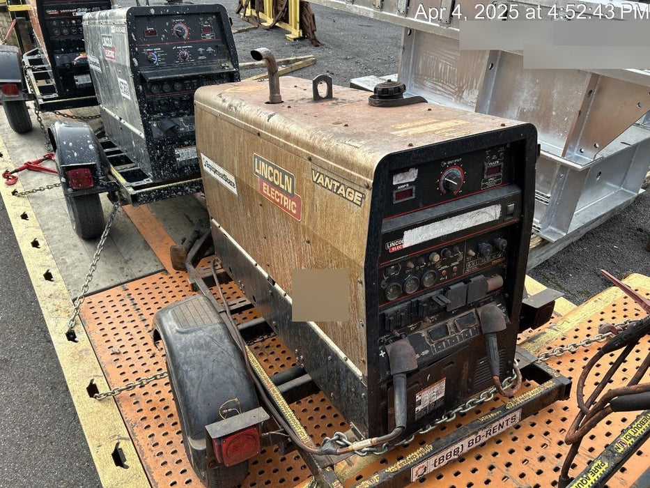 2019 Lincoln Electric Vantage 322 Ready-Pak 3, Two Wheel Trailer, Fender and Light Kit, Cable Rack