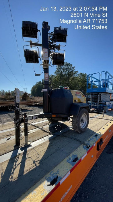 2022 Allmand NLV3GR (4) LED Light Fixture 350W, 23' Vertical Mast, 3kW Prime, Towable, Deep Sea L401, Leveling Jacks, Yanmar T4F 5.8hp