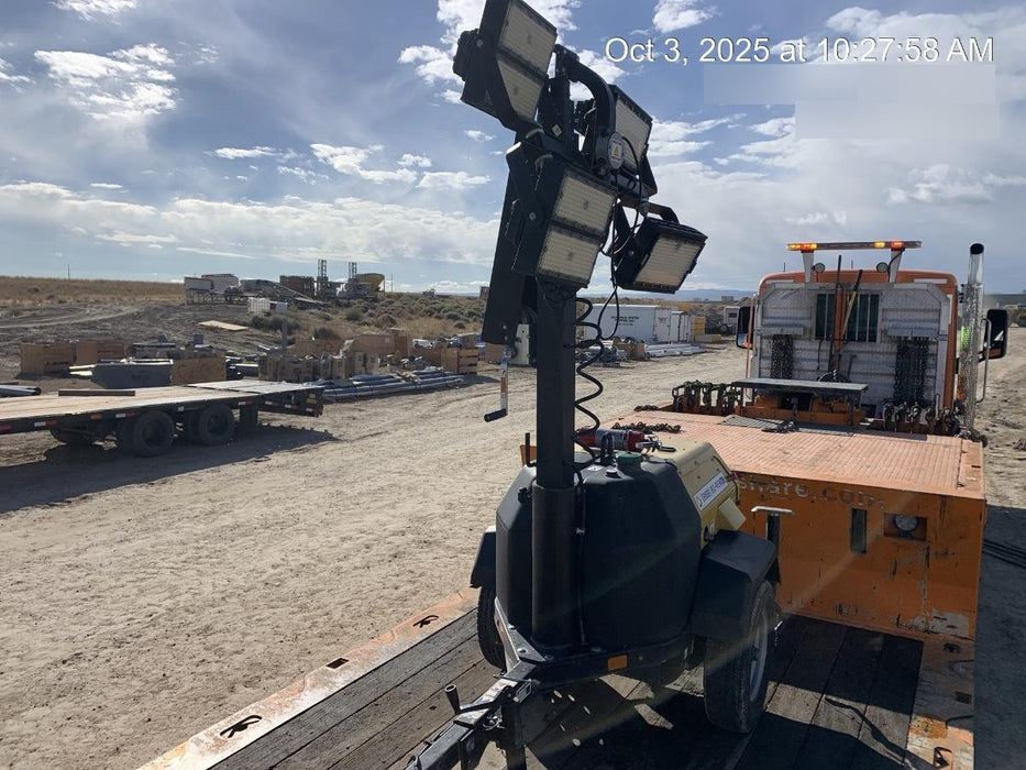 2022 Allmand NLV3GR (4) LED Light Fixture 350W, 23' Vertical Mast, 3kW Prime, Towable, Deep Sea L401, Leveling Jacks, Yanmar T4F 5.8hp