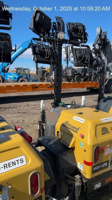 2022 Allmand NLV3GR (4) LED Light Fixture 350W, 23' Vertical Mast, 3kW Prime, Towable, ES Decals, T3