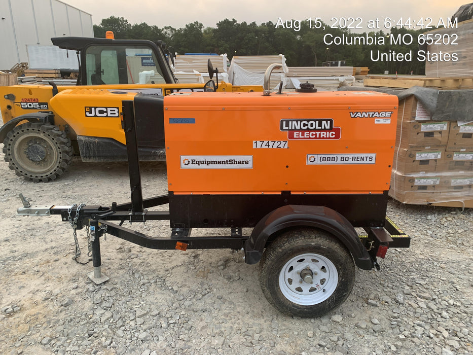 2021 Lincoln Electric Vantage 322 Vantage 322 Ready Pak 3 w/ Decals, ORANGE (includes trailer, cable rack, fender light kit) NO Telematics