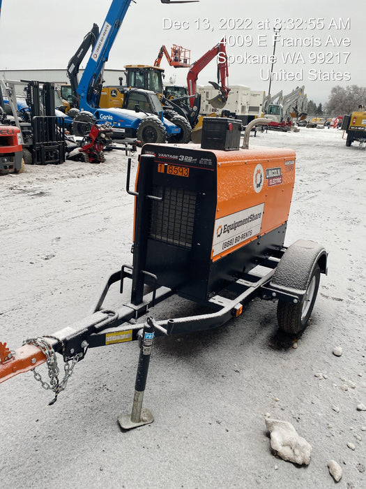 2021 Lincoln Electric Vantage 322 Vantage 322 Ready Pak 3 w/ Decals, ORANGE (includes trailer, cable rack, fender light kit) NO Telematics