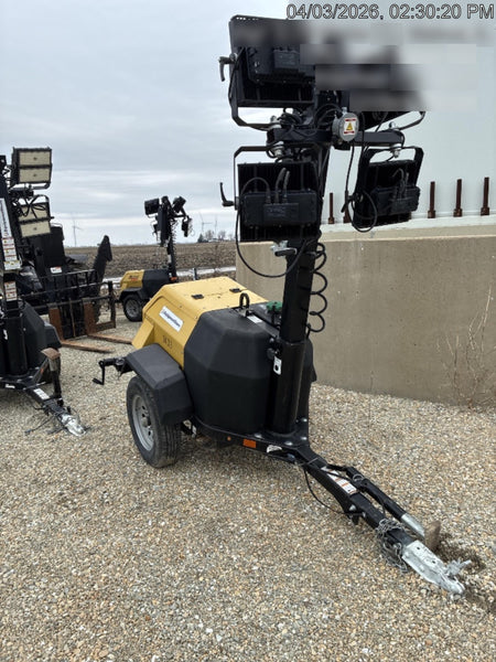 2022 Allmand NLV3GR (4) LED Light Fixture 350W, 23' Vertical Mast, 3kW Prime, Towable, Deep Sea L401, Leveling Jacks, Yanmar T4F 5.8hp
