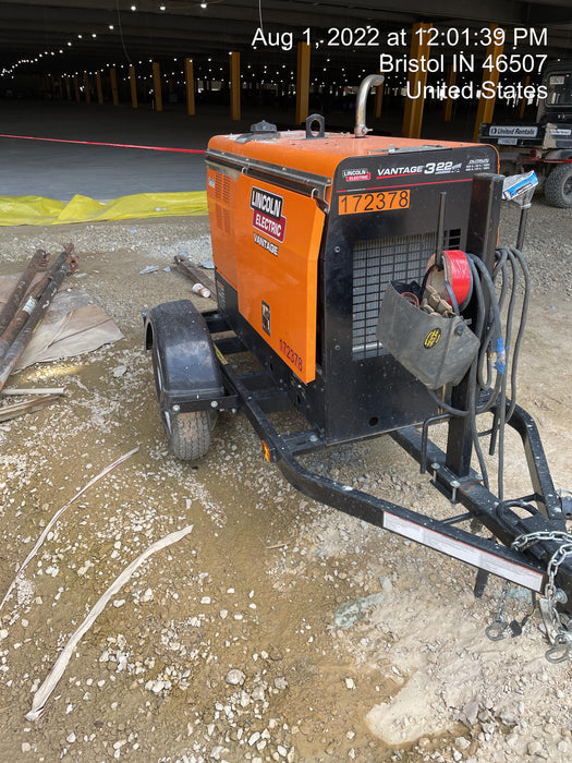 2021 Lincoln Electric Vantage 322 Vantage 322 Ready Pak 3 w/ Decals, ORANGE (includes trailer, cable rack, fender light kit) NO Telematics