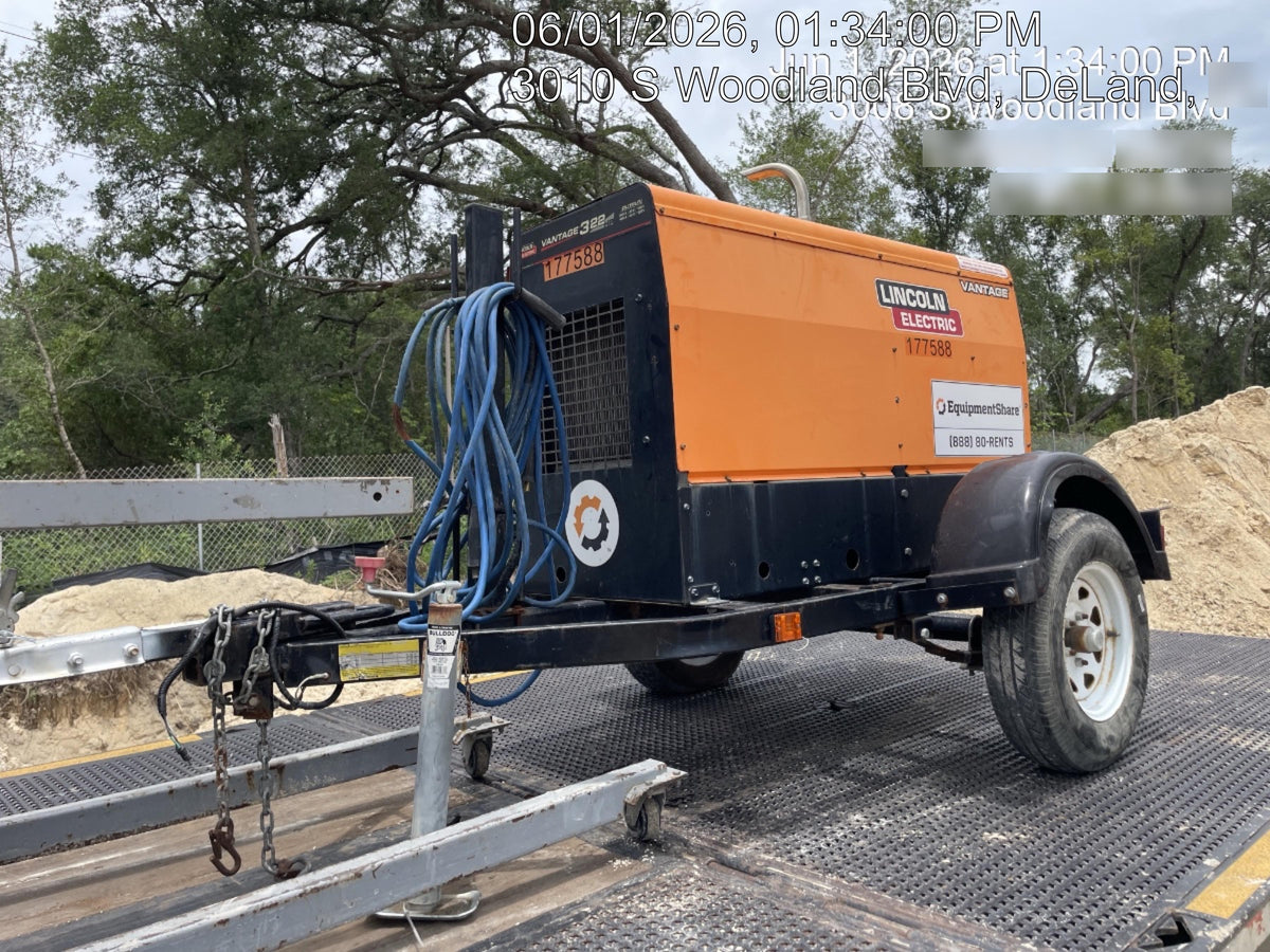 2021 Lincoln Electric Vantage 322 Vantage 322 Ready Pak 3 w/ Decals, ORANGE (includes trailer, cable rack, fender light kit) NO Telematics