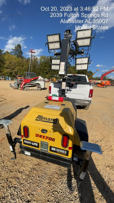 2022 Allmand NLV3GR (4) LED Light Fixture 350W, 23' Vertical Mast, 3kW Prime, Towable, Deep Sea L401, Leveling Jacks, Yanmar T4F 5.8hp