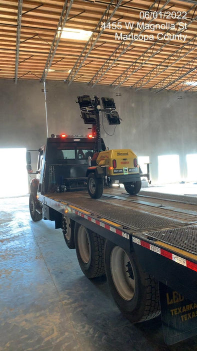 Allmand NLV3GR (4) LED Light Fixture 350W, 23' Vertical Mast, 3kW Prime, Towable, Deep Sea L401, Leveling Jacks, Yanmar T4F 5.8hp