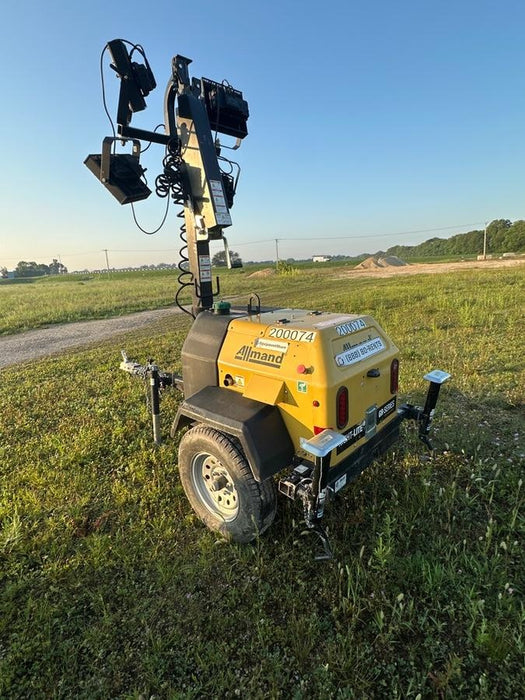 2022 Allmand NLV3GR (4) LED Light Fixture 350W, 23' Vertical Mast, 3kW Prime, Towable, Deep Sea L401, Leveling Jacks, Yanmar T4F 5.8hp