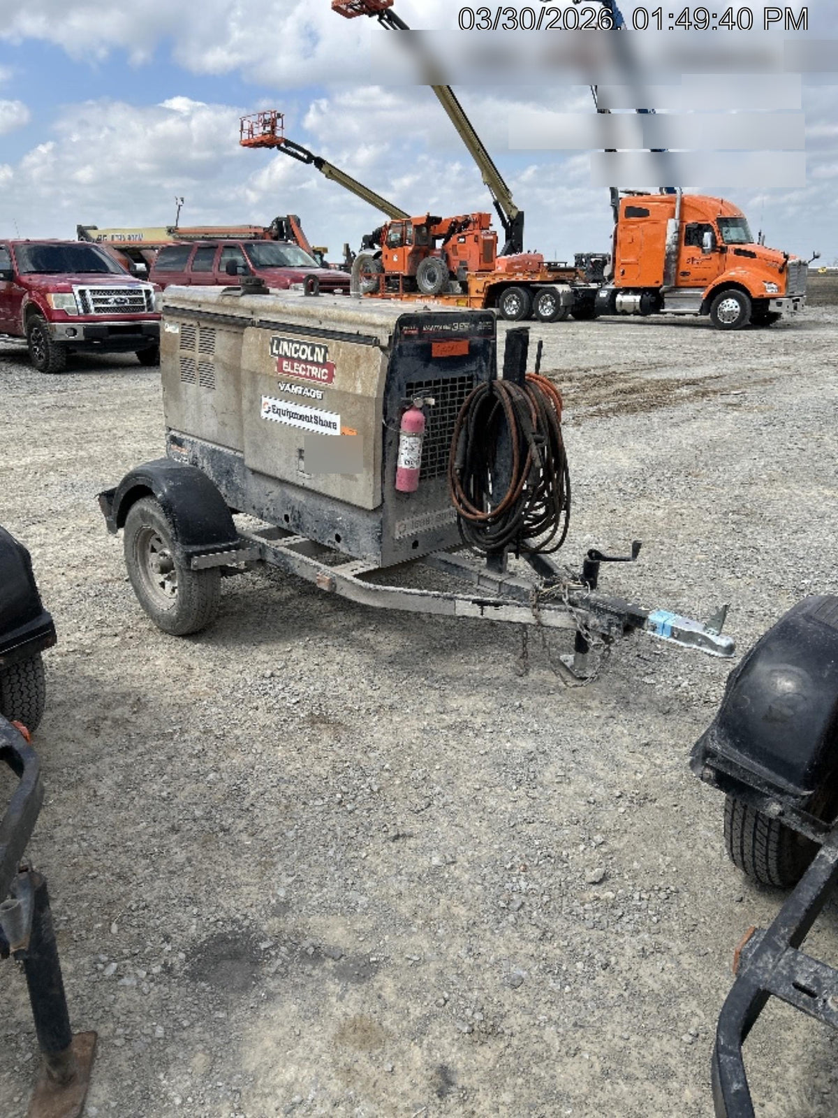 2019 Lincoln Electric Vantage 322 Ready-Pak 3, Two Wheel Trailer, Fender and Light Kit, Cable Rack