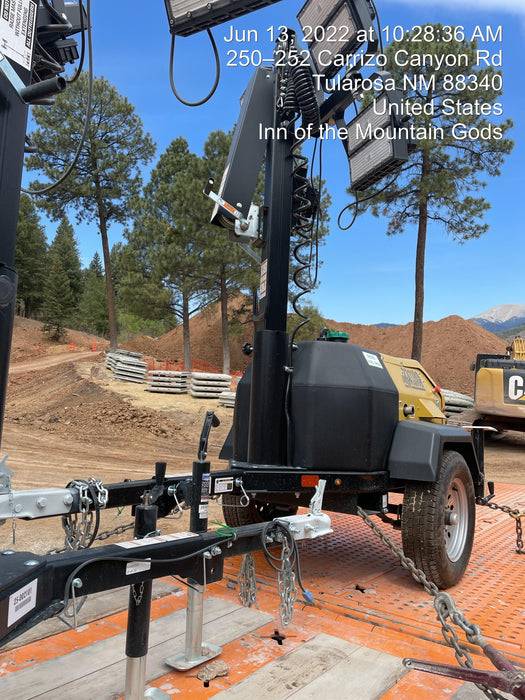 2022 Allmand NLV3GR (4) LED Light Fixture 350W, 23' Vertical Mast, 3kW Prime, Towable, Deep Sea L401, Leveling Jacks, Yanmar T4F 5.8hp