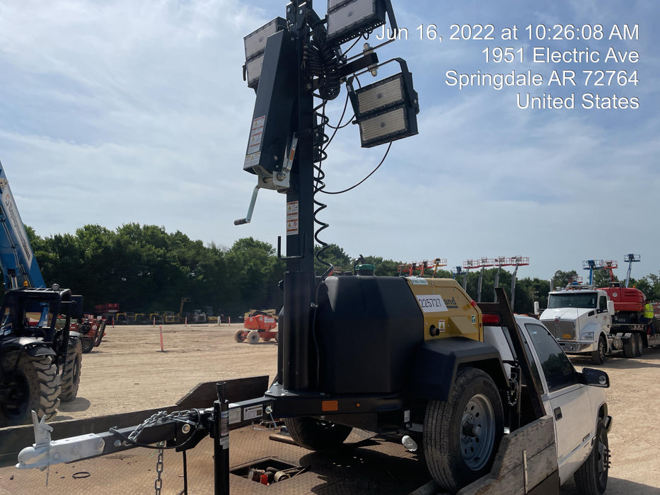 2022 Allmand NLV3GR (4) LED Light Fixture 350W, 23' Vertical Mast, 3kW Prime, Towable, Deep Sea L401, Leveling Jacks, Yanmar T4F 5.8hp