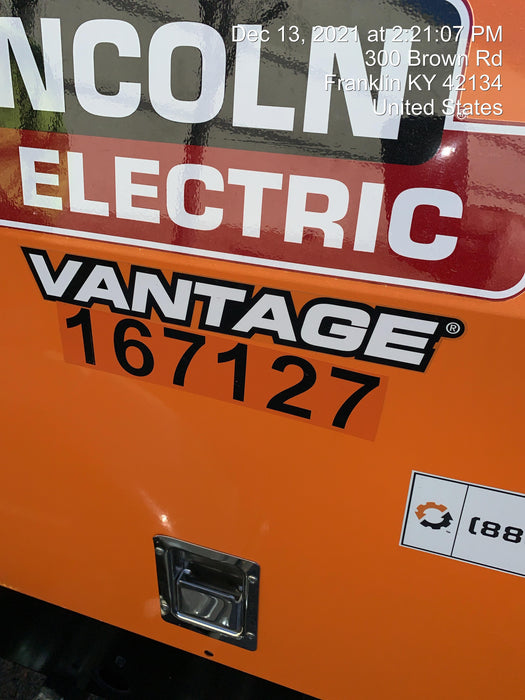 2021 Lincoln Electric Vantage 322 Vantage 322 Ready Pak 3 w/ Decals, ORANGE (includes trailer, cable rack, fender light kit) NO Telematics