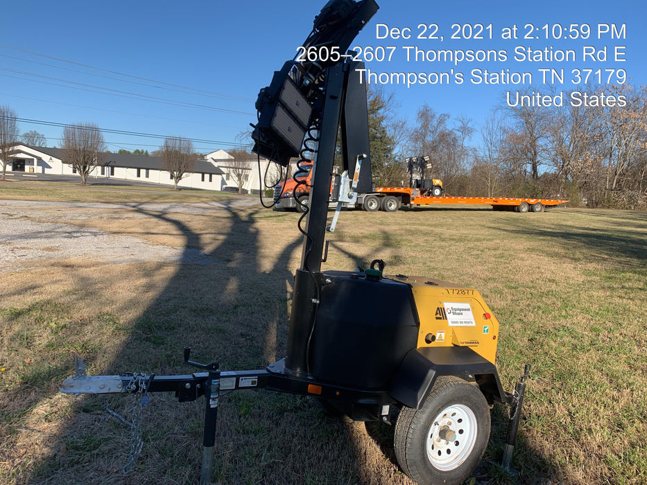 2021 Allmand NLV3GR (4) LED Light Fixture 350W, 23' Vertical Mast, 3kW Prime, Towable, Deep Sea L401, Leveling Jacks, Yanmar T4F 5.8hp