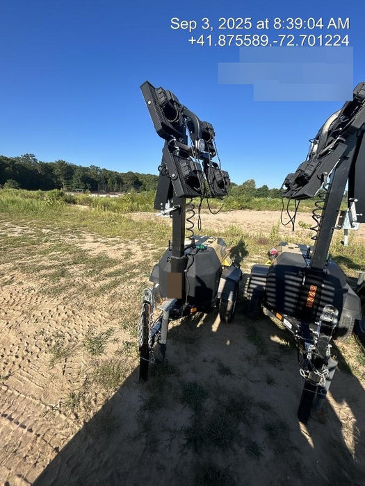 Allmand NLV3GR (4) LED Light Fixture 350W, 23' Vertical Mast, 3kW Prime, Towable, Deep Sea L401, Leveling Jacks, Yanmar T4F 5.8hp