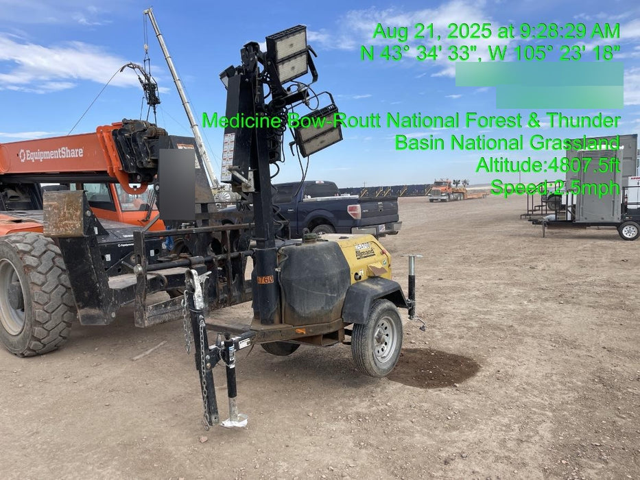 2022 Allmand NLV3GR (4) LED Light Fixture 350W, 23' Vertical Mast, 3kW Prime, Towable, ES Decals, T3