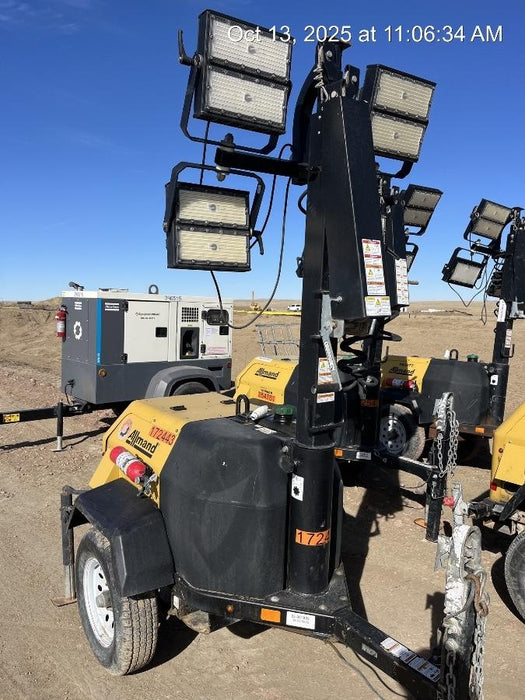 2021 Allmand NLV3GR (4) LED Light Fixture 350W, 23' Vertical Mast, 3kW Prime, Towable, Deep Sea L401, Leveling Jacks, Yanmar T4F 5.8hp