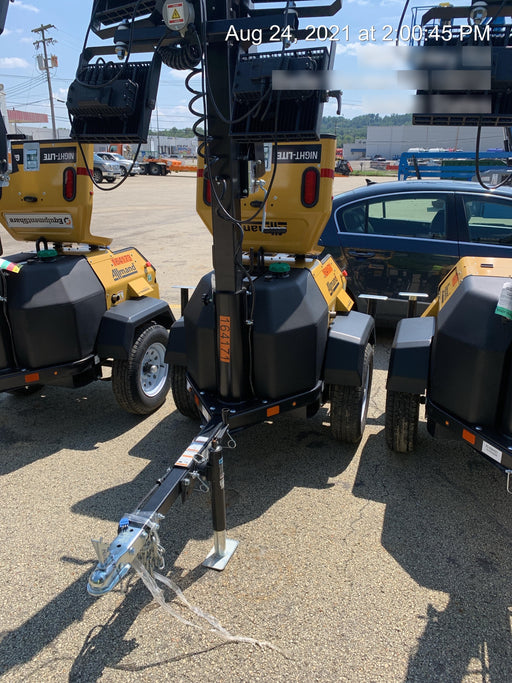 2021 Allmand NLV3GR (4) LED Light Fixture 350W, 23' Vertical Mast, 3kW Prime, Towable, Deep Sea L401, Leveling Jacks, Yanmar T4F 5.8hp