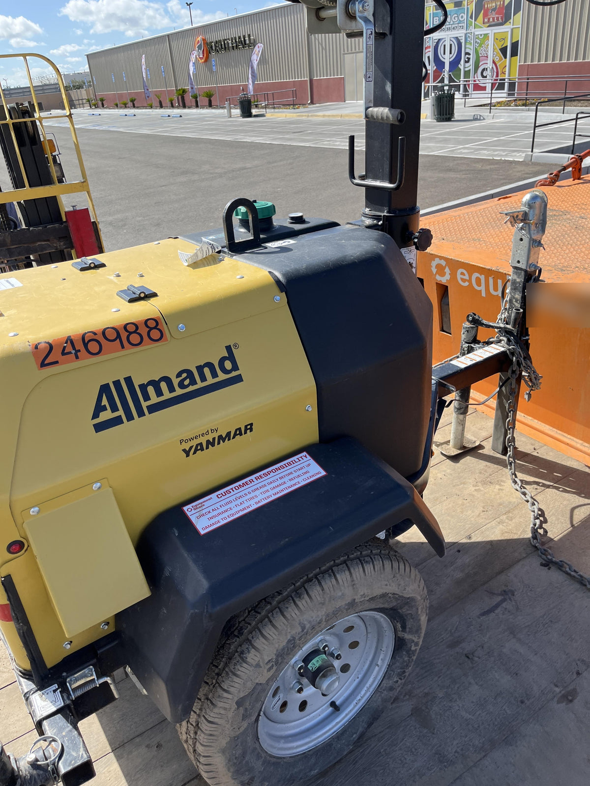 2022 Allmand NLV3GR (4) LED Light Fixture 350W, 23' Vertical Mast, 3kW Prime, Towable, ES Decals, T3