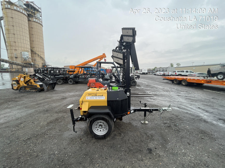 2022 Allmand NLV3GR (4) LED Light Fixture 350W, 23' Vertical Mast, 3kW Prime, Towable, Deep Sea L401, Leveling Jacks, Yanmar T4F 5.8hp