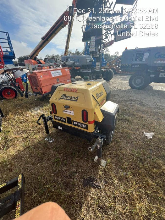 2021 Allmand NLV3GR (4) LED Light Fixture 350W, 23' Vertical Mast, 3kW Prime, Towable, Deep Sea L401, Leveling Jacks, Yanmar T4F 5.8hp