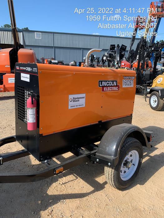 2021 Lincoln Electric Vantage 322 Vantage 322 Ready Pak 3 w/ Decals, ORANGE (includes trailer, cable rack, fender light kit) NO Telematics