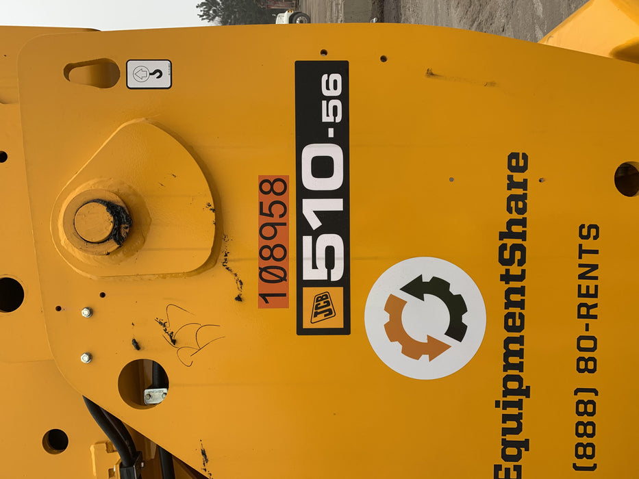 2020 JCB 510-56 Canopy, Solid Tires, Work Lights, Beacon, Aux Hydraulics, Back up Alarm, Lifting Eye, ES Decals