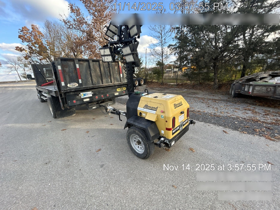 2022 Allmand NLV3GR (4) LED Light Fixture 350W, 23' Vertical Mast, 3kW Prime, Towable, Deep Sea L401, Leveling Jacks, Yanmar T4F 5.8hp