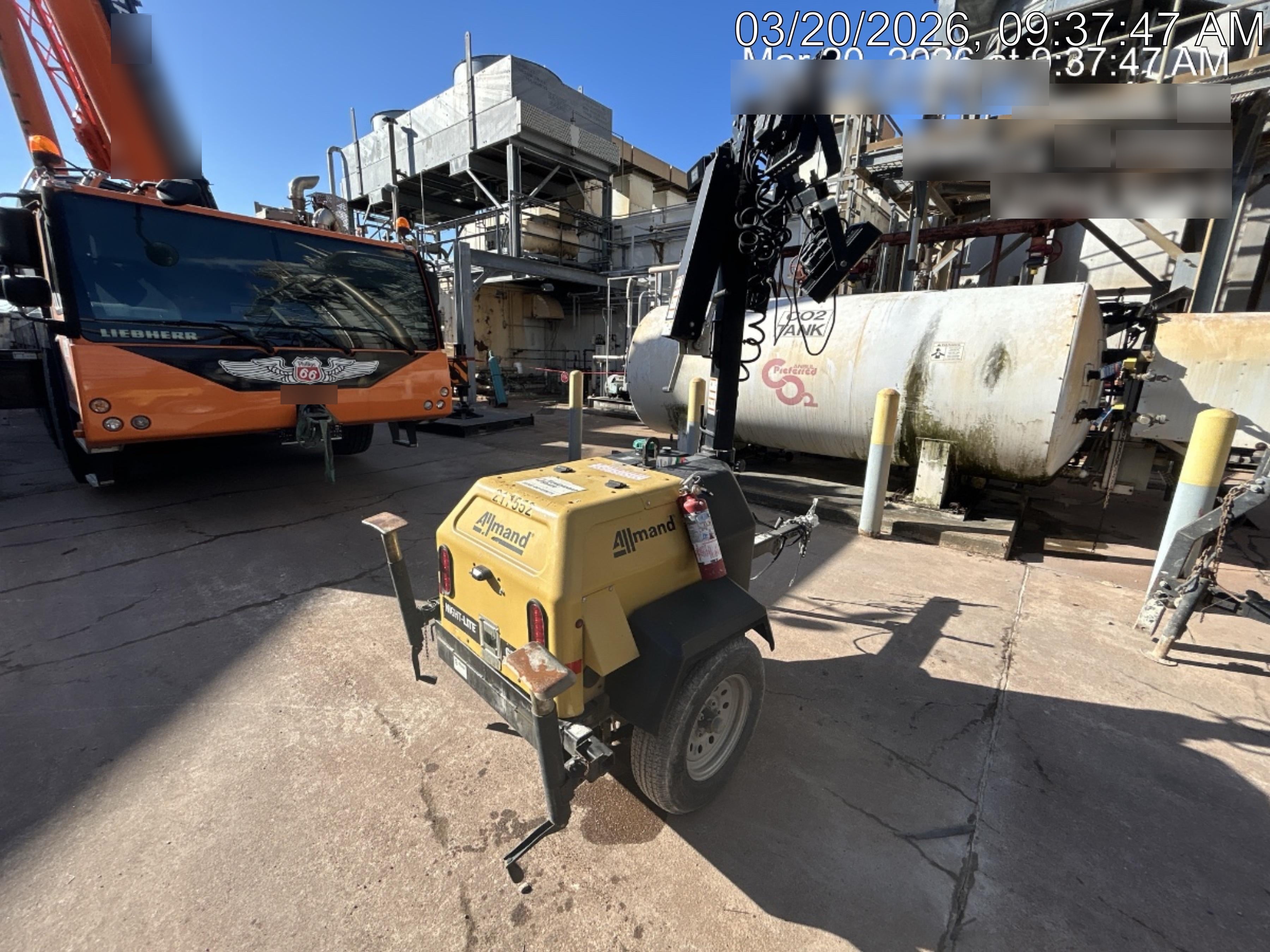 2022 Allmand NLV3GR (4) LED Light Fixture 350W, 23' Vertical Mast, 3kW Prime, Towable, Deep Sea L401, Leveling Jacks, Yanmar T4F 5.8hp