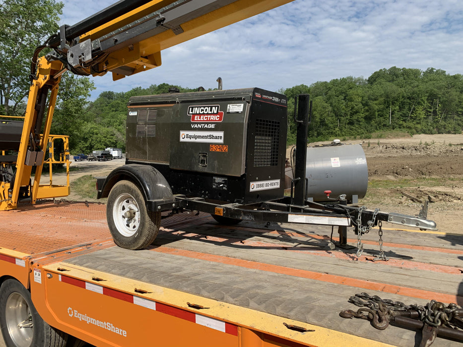 2019 Lincoln Electric Vantage 322 Welder Ready-Pak 3, Two wheel trailer, Fender and Light kit, Cable Rack