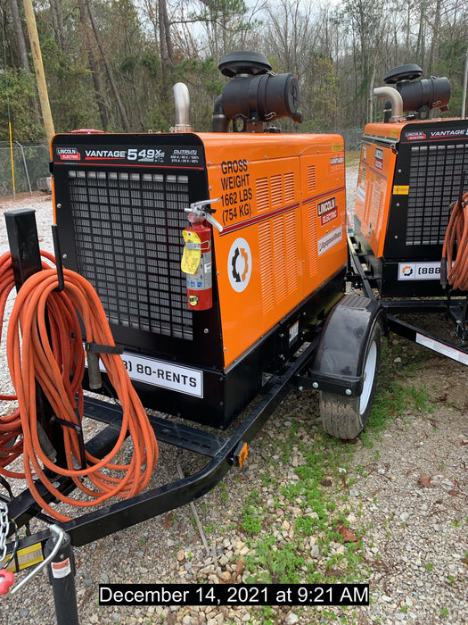 2021 Lincoln Electric Vantage 549X Ready Pak 3, ORANGE (includes trailer, cable rack, fender light kit)