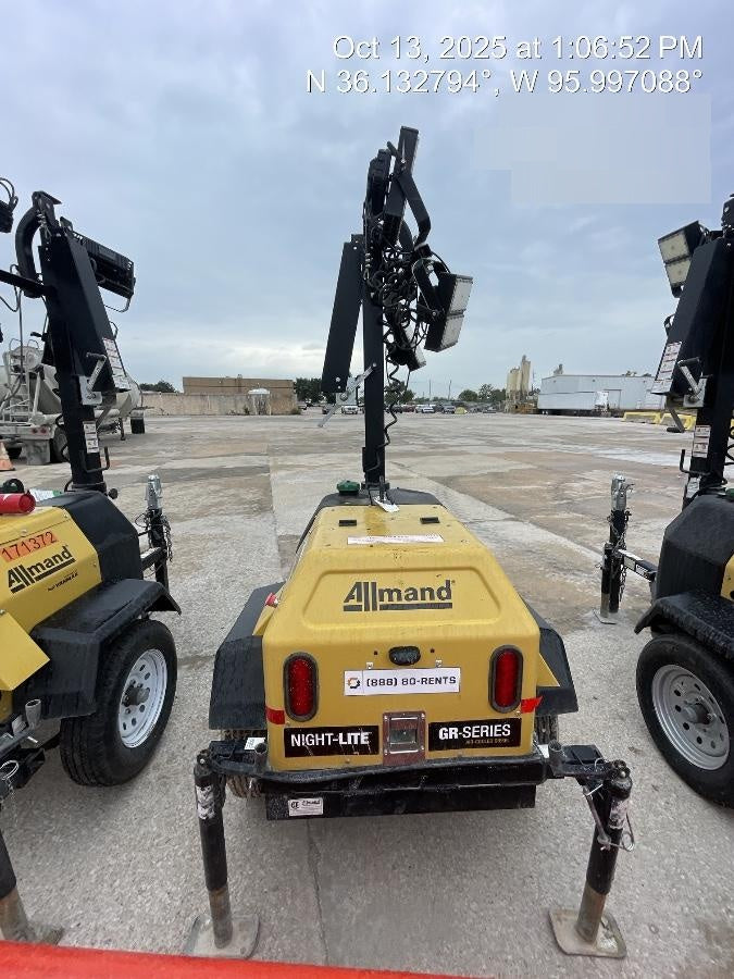 2022 Allmand NLV3GR (4) LED Light Fixture 350W, 23' Vertical Mast, 3kW Prime, Towable, Deep Sea L401, Leveling Jacks, Yanmar T4F 5.8hp