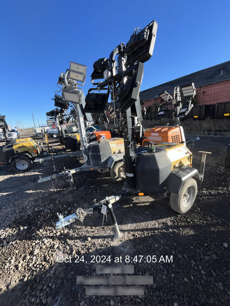 2022 Allmand NLV3GR (4) LED Light Fixture 350W, 23' Vertical Mast, 3kW Prime, Towable, Deep Sea L401, Leveling Jacks, Yanmar T4F 5.8hp