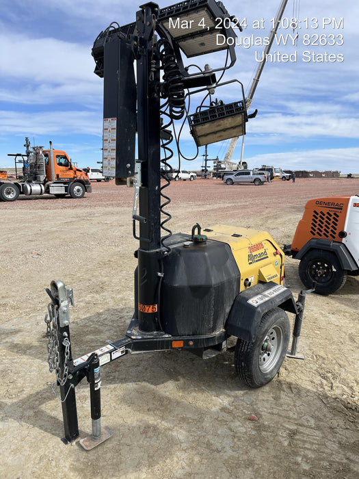 2022 Allmand NLV3GR (4) LED Light Fixture 350W, 23' Vertical Mast, 3kW Prime, Towable, ES Decals, T3