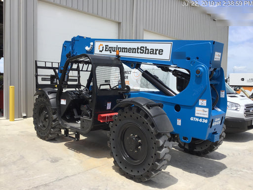 2019 Genie GTH-636 Canopy, Solid RT Tires, LED Work Lights, Beacon 60" QA Carriage, 48" Forks