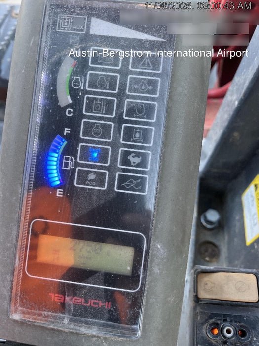 2019 Takeuchi TL8W Canopy, 15" Wide Rubber Tracks, Back-up Alarm, Front & Rear Working Lights, Auxiliary Hydraulics, Two-Speed Travel, Electronic Monitoring System w/76" HD Dirt Bucket with 8 Teeth, 20.3 cubic feet Capacity