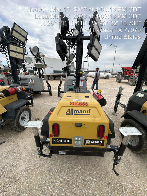 2022 Allmand NLV3GR (4) LED Light Fixture 350W, 23' Vertical Mast, 3kW Prime, Towable, ES Decals, T3