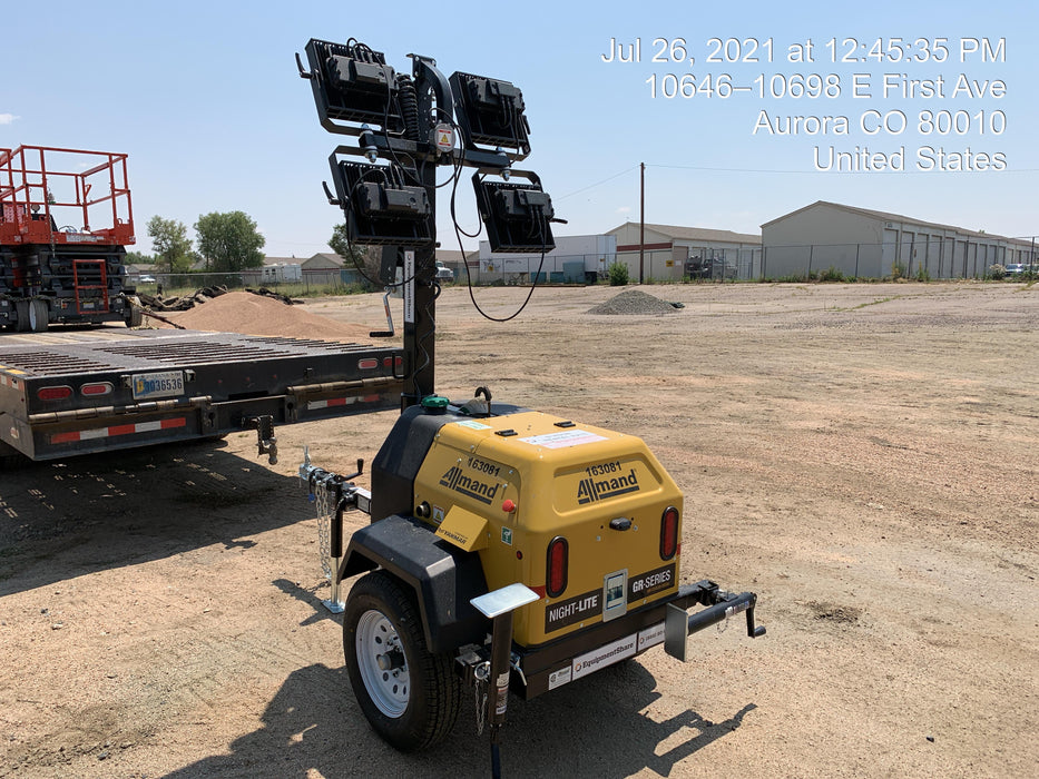 2021 Allmand NLV3GR (4) LED Light Fixture 350W, 23' Vertical Mast, 3kW Prime, Towable, Deep Sea L401, Leveling Jacks, Yanmar T4F 5.8hp