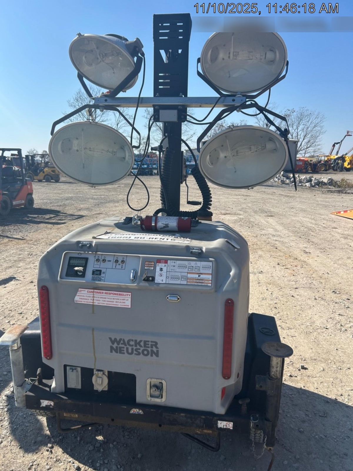 2019 Wacker Neuson LTV6L-MH Wacker Neuson LTV6L Mobile Light Tower w/Fuel Level Sensor Installed