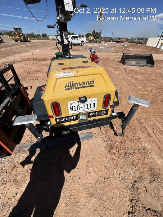 Allmand NLV3GR (4) LED Light Fixture 350W, 23' Vertical Mast, 3kW Prime, Towable, Deep Sea L401, Leveling Jacks, Yanmar T4F 5.8hp