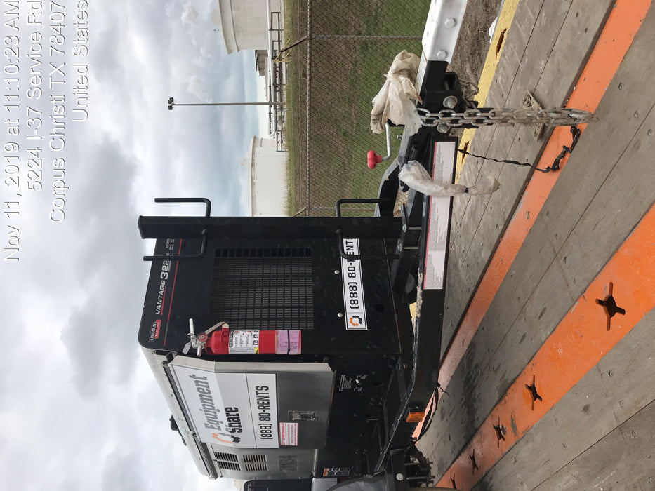 2019 Lincoln Electric Vantage 322 Welder Ready-Pak 3, Two wheel trailer, Fender and Light kit, Cable Rack