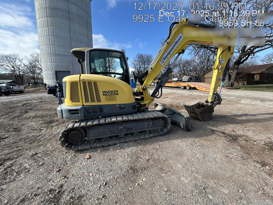 Wacker Neuson ET90 Enclosed Cab, Hybrid Tracks, Long Dipperstick, Bucket