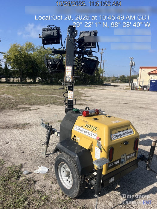 2022 Allmand NLV3GR (4) LED Light Fixture 350W, 23' Vertical Mast, 3kW Prime, Towable, Deep Sea L401, Leveling Jacks, Yanmar T4F 5.8hp