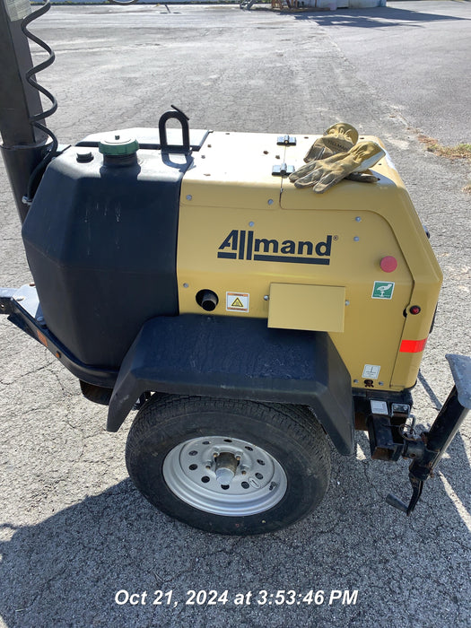 2022 Allmand NLV3GR (4) LED Light Fixture 350W, 23' Vertical Mast, 3kW Prime, Towable, Deep Sea L401, Leveling Jacks, Yanmar T4F 5.8hp