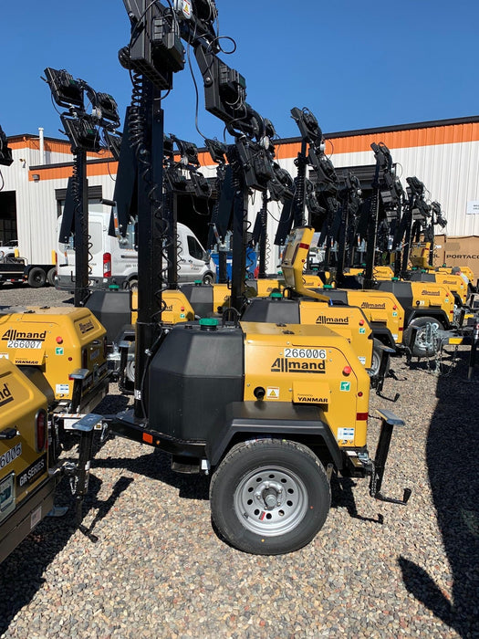2022 Allmand NLV3GR (4) LED Light Fixture 350W, 23' Vertical Mast, 3kW Prime, Towable, ES Decals, T3