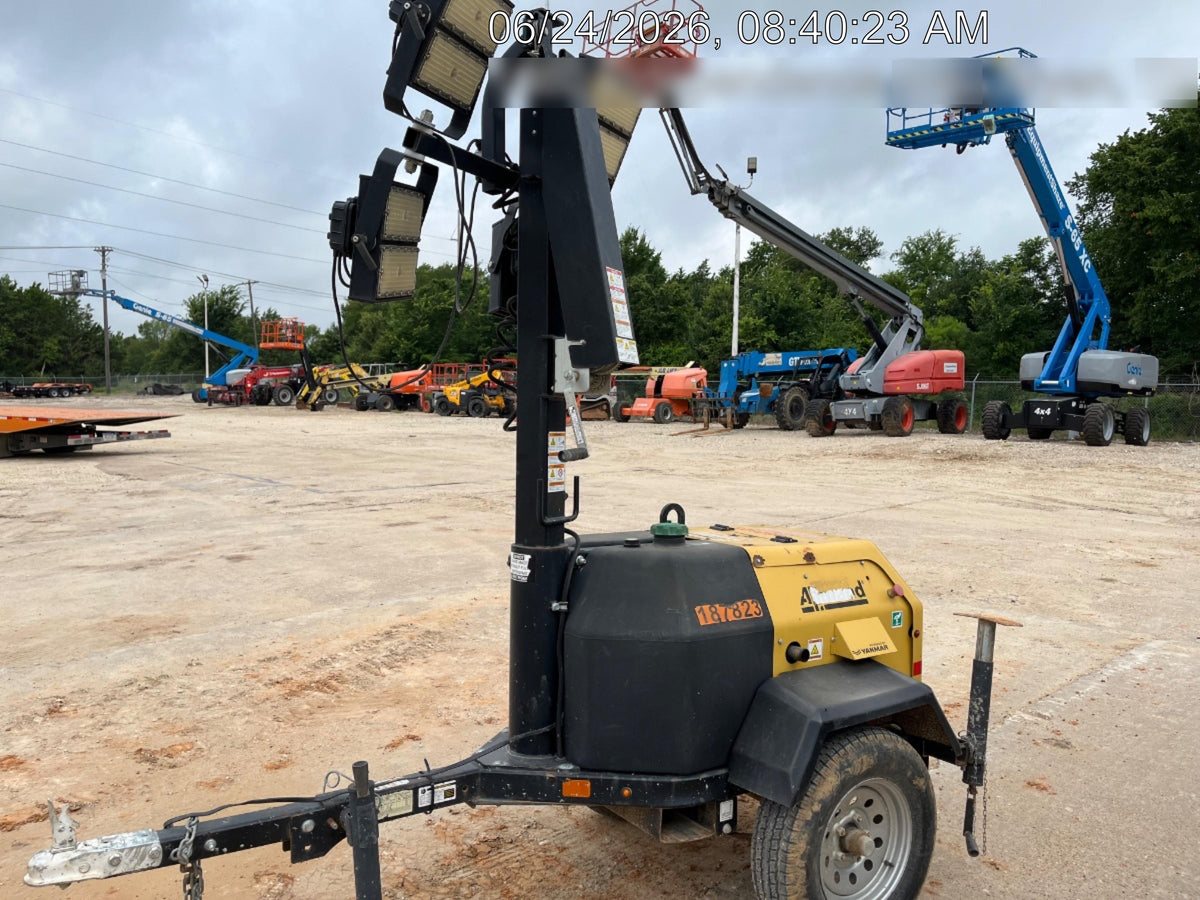 Allmand NLV3GR (4) LED Light Fixture 350W, 23' Vertical Mast, 3kW Prime, Towable, Deep Sea L401, Leveling Jacks, Yanmar T4F 5.8hp
