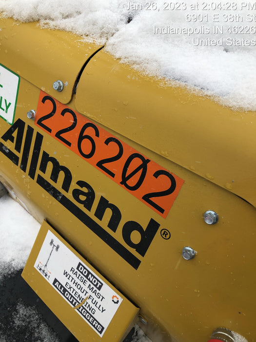 2022 Allmand NLV3GR (4) LED Light Fixture 350W, 23' Vertical Mast, 3kW Prime, Towable, Deep Sea L401, Leveling Jacks, Yanmar T4F 5.8hp