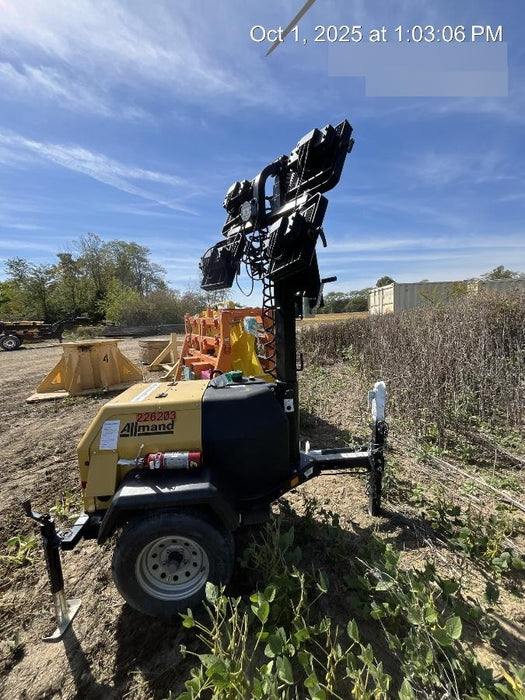 2022 Allmand NLV3GR (4) LED Light Fixture 350W, 23' Vertical Mast, 3kW Prime, Towable, Deep Sea L401, Leveling Jacks, Yanmar T4F 5.8hp