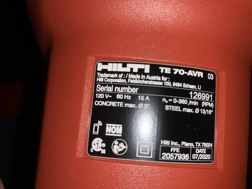2020 HILTI TE 70-AVR