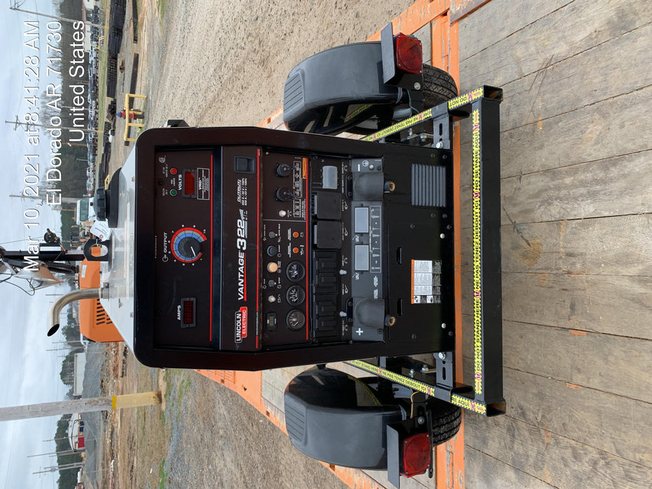 2019 Lincoln Electric Vantage 322 Ready-Pak 3, Two Wheel Trailer, Fender and Light Kit, Cable Rack