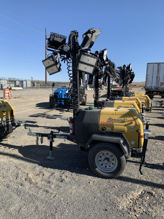 2020 Allmand NLV3GR (4) LED Light Fixture 350W, 23' Vertical Mast, 3kW Prime, Towable, Deep Sea L401, Leveling Jacks, Yanmar T4F 5.8hp